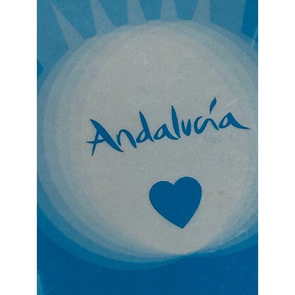 Andalucia Spain Souvenir Keychain Turquoise Woven Strap Brushed Metal Fob NEW‎